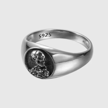 Kuurth Skull Of A Skeleton With Burning Cigarette Ring G